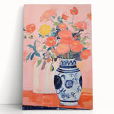 Electric Floral Wall Art - Vibrant Flower Vase Canvas with Modern Decor