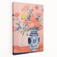 Electric Floral Wall Art - Vibrant Flower Vase Canvas with Modern Decor