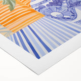 Electric Floral Wall Art - Modern Flower Vase with Vibrant Striped Background