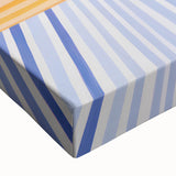 Electric Floral Wall Art - Modern Flower Vase with Vibrant Striped Background