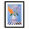 Electric Floral Wall Art - Modern Striped Vase with Vibrant Flower Display