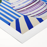 Electric Floral Wall Art - Modern Striped Vase with Vibrant Flower Display