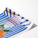 Electric Floral Wall Art - Modern Striped Vase with Vibrant Flower Display