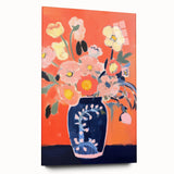 Electric Floral Wall Art - Vibrant Vase with Bold Orange Flower Display
