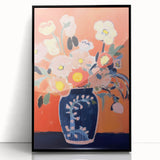 Electric Floral Wall Art - Vibrant Vase with Bold Orange Flower Display