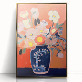 Electric Floral Wall Art - Vibrant Vase with Bold Orange Flower Display