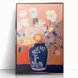 Electric Floral Wall Art - Vibrant Vase with Bold Orange Flower Display