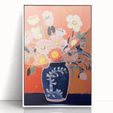 Electric Floral Wall Art - Vibrant Vase with Bold Orange Flower Display