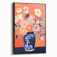 Electric Floral Wall Art - Vibrant Vase with Bold Orange Flower Display