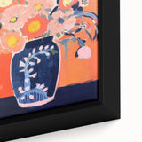 Electric Floral Wall Art - Vibrant Vase with Bold Orange Flower Display