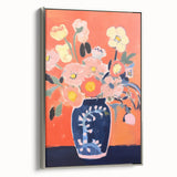 Electric Floral Wall Art - Vibrant Vase with Bold Orange Flower Display
