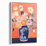 Electric Floral Wall Art - Vibrant Vase with Bold Orange Flower Display