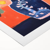 Electric Floral Wall Art - Vibrant Vase with Bold Orange Flower Display
