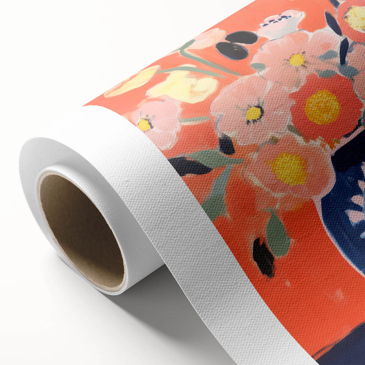 Electric Floral Wall Art - Vibrant Vase with Bold Orange Flower Display