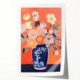 Electric Floral Wall Art - Vibrant Vase with Bold Orange Flower Display