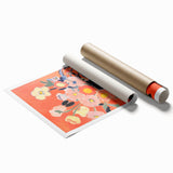 Electric Floral Wall Art - Vibrant Vase with Bold Orange Flower Display