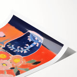 Electric Floral Wall Art - Vibrant Vase with Bold Orange Flower Display