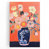 Electric Floral Wall Art - Vibrant Vase with Bold Orange Flower Display