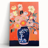 Electric Floral Wall Art - Vibrant Vase with Bold Orange Flower Display