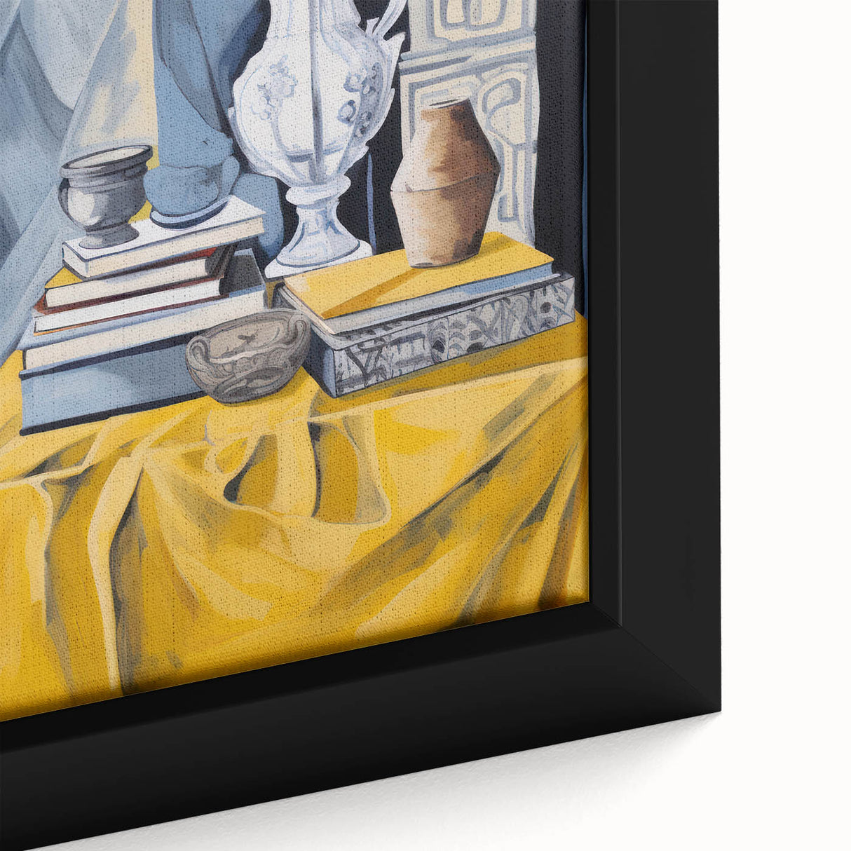 Electric Still Life Wall Art - Bold Modern Decor with Blue and Yellow Accents