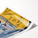 Electric Still Life Wall Art - Bold Modern Decor with Blue and Yellow Accents