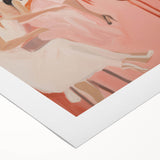 Electric Social Scene Wall Art - Vibrant Pink Modern Café Gathering