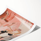 Electric Social Scene Wall Art - Vibrant Pink Modern Café Gathering