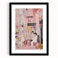 Electric Café Wall Art - Modern Pink Bistro Scene with Artistic Flair