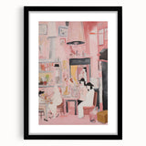 Electric Café Wall Art - Modern Pink Bistro Scene with Artistic Flair