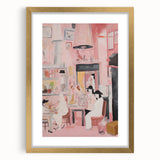 Electric Café Wall Art - Modern Pink Bistro Scene with Artistic Flair