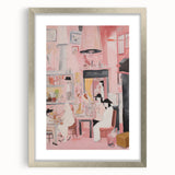 Electric Café Wall Art - Modern Pink Bistro Scene with Artistic Flair