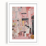 Electric Café Wall Art - Modern Pink Bistro Scene with Artistic Flair