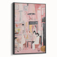 Electric Café Wall Art - Modern Pink Bistro Scene with Artistic Flair