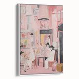 Electric Café Wall Art - Modern Pink Bistro Scene with Artistic Flair