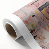 Electric Café Wall Art - Modern Pink Bistro Scene with Artistic Flair