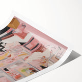 Electric Café Wall Art - Modern Pink Bistro Scene with Artistic Flair