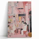Electric Café Wall Art - Modern Pink Bistro Scene with Artistic Flair