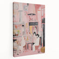 Electric Café Wall Art - Modern Pink Bistro Scene with Artistic Flair