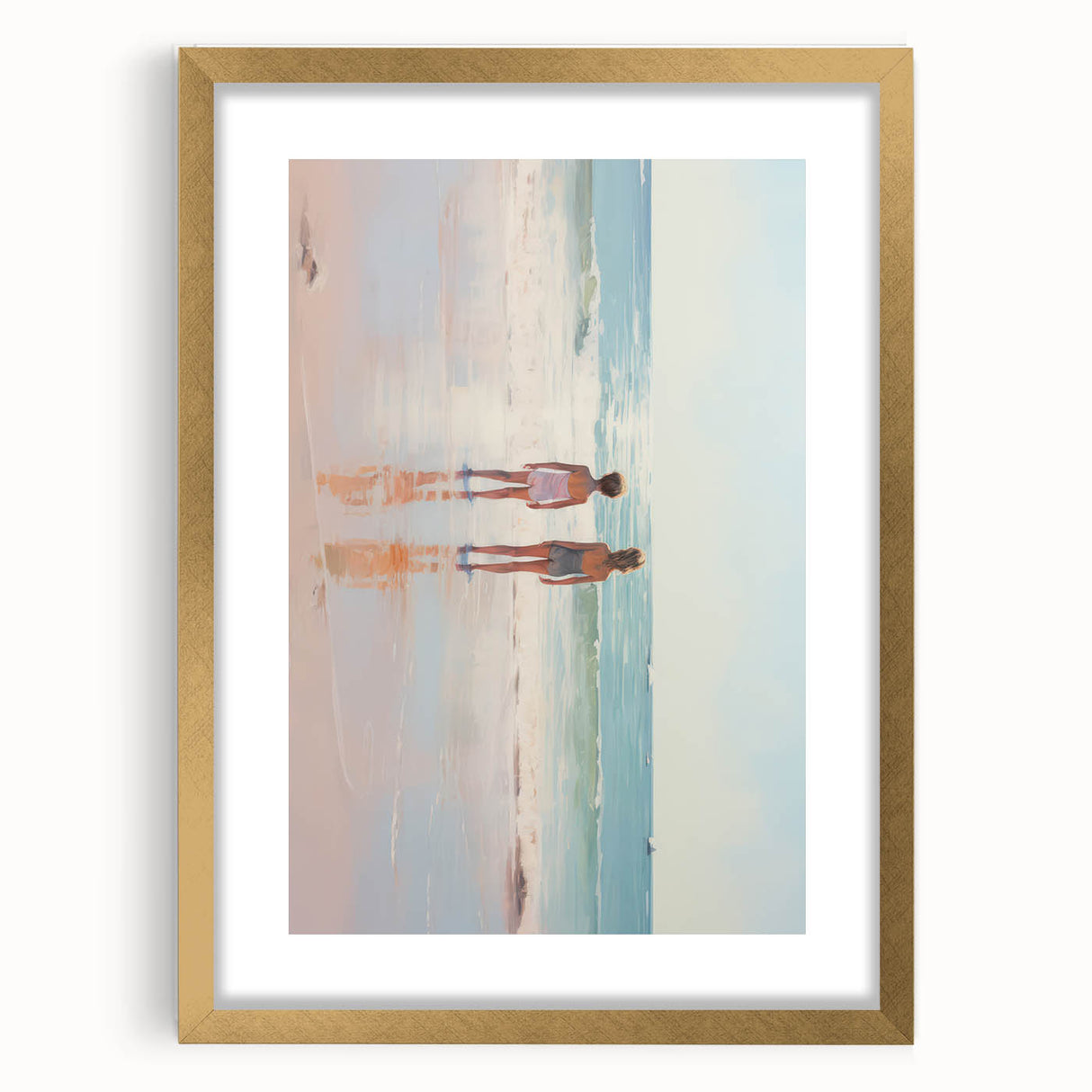 Electric Coastal Wall Art - Serene Beach Scene with Modern Pastel Tones