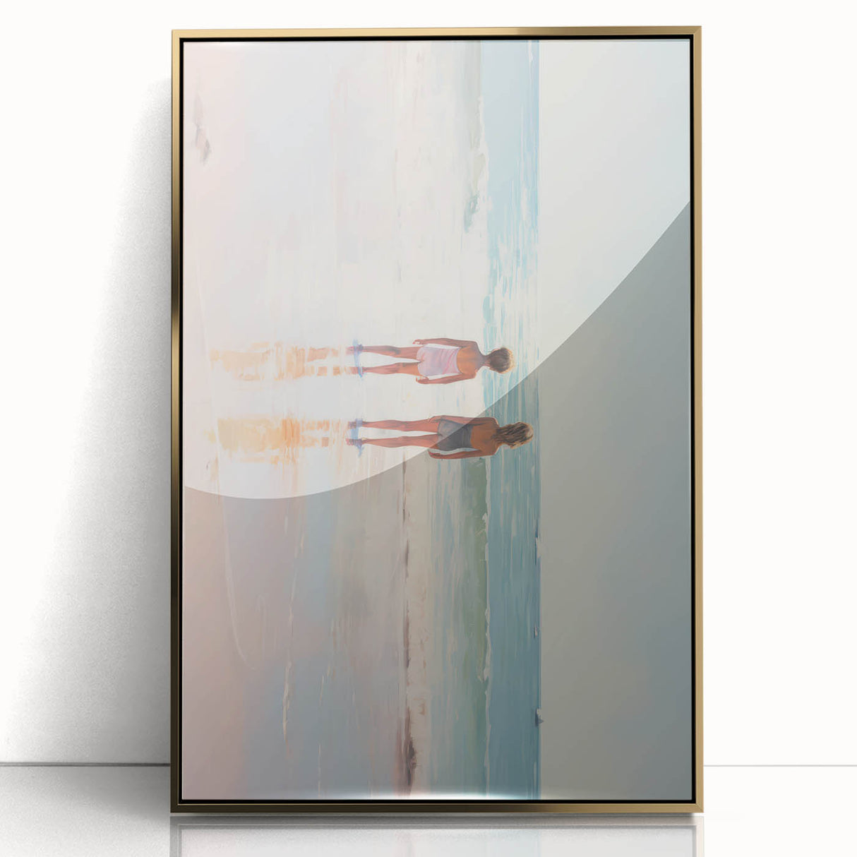 Electric Coastal Wall Art - Serene Beach Scene with Modern Pastel Tones