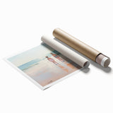 Electric Coastal Wall Art - Serene Beach Scene with Modern Pastel Tones