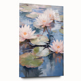 Electric Water Lily Wall Art - Tranquil Pond Scene with Soft Pastel Hues