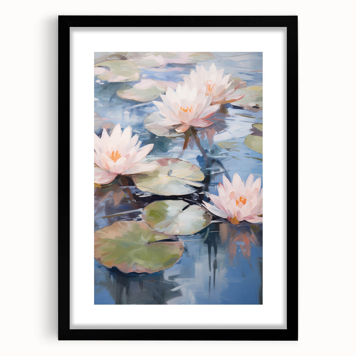 Electric Water Lily Wall Art - Tranquil Pond Scene with Soft Pastel Hues