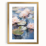 Electric Water Lily Wall Art - Tranquil Pond Scene with Soft Pastel Hues