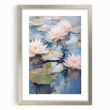 Electric Water Lily Wall Art - Tranquil Pond Scene with Soft Pastel Hues