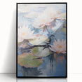Electric Water Lily Wall Art - Tranquil Pond Scene with Soft Pastel Hues