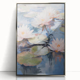 Electric Water Lily Wall Art - Tranquil Pond Scene with Soft Pastel Hues