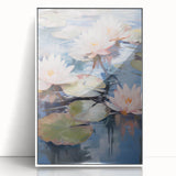 Electric Water Lily Wall Art - Tranquil Pond Scene with Soft Pastel Hues