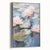 Electric Water Lily Wall Art - Tranquil Pond Scene with Soft Pastel Hues
