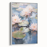 Electric Water Lily Wall Art - Tranquil Pond Scene with Soft Pastel Hues